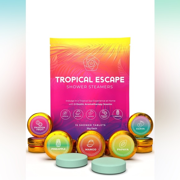 Tropical Escape Shower Steamers Aromatherapy 15 Tablets 35g 5 Scents!! - Picture 1 of 9